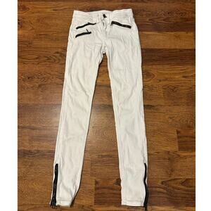 Rag & Bone Women's Zipper Moto Stretch Skinny Jeans – White – Sz 24 Street Style